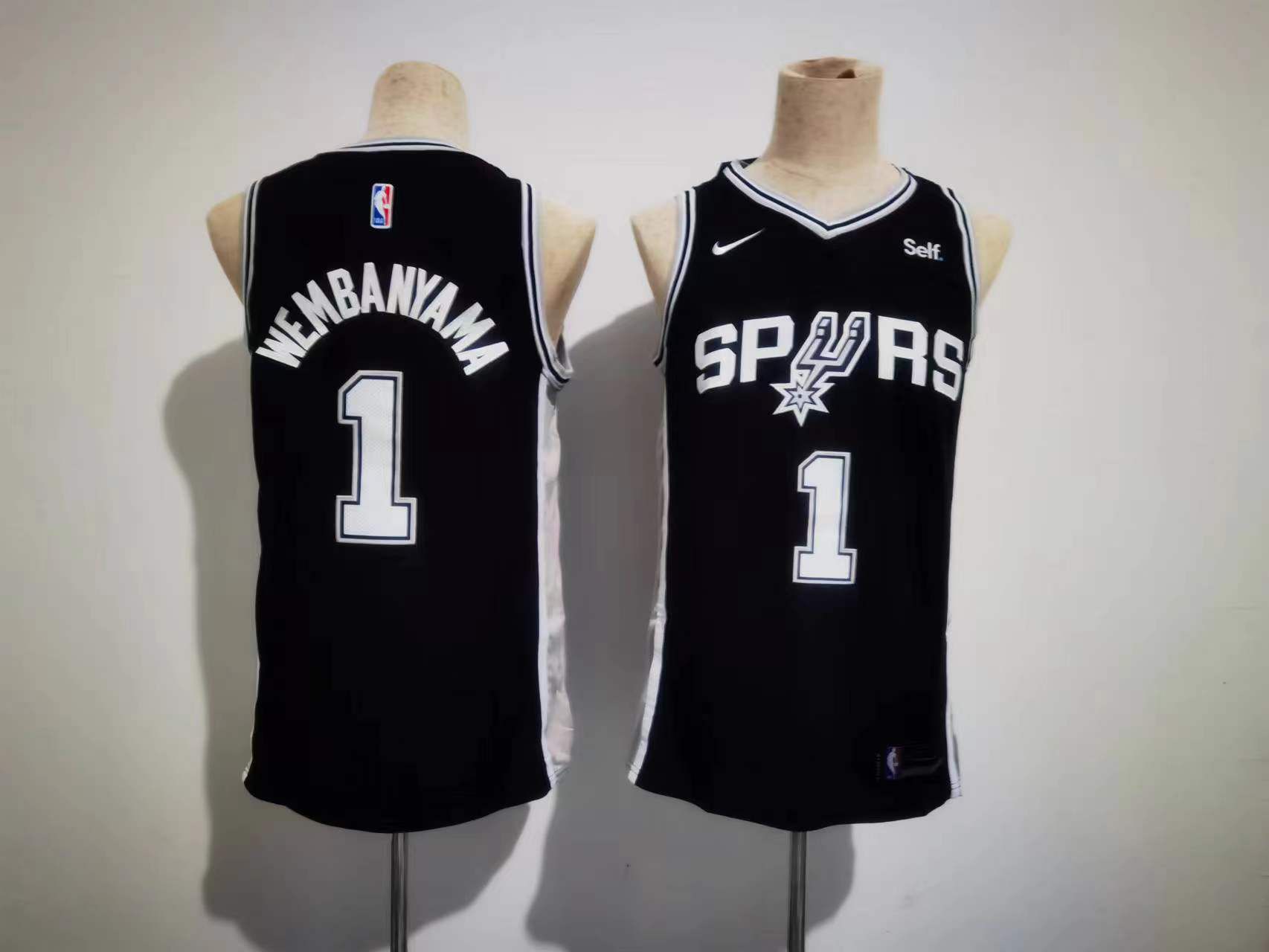 Men San Antonio Spurs #1 Wembanyama Black Nike Game 2023 NBA Jersey->phoenix suns->NBA Jersey